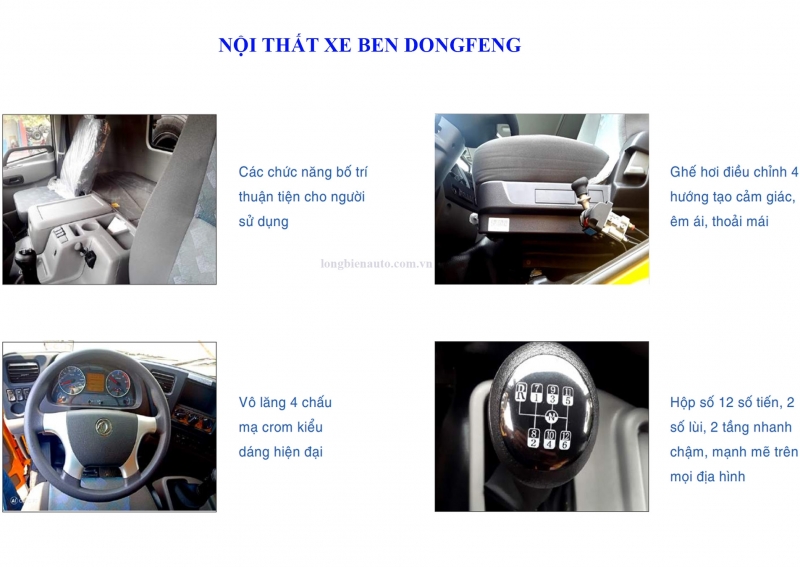 Giá bán xe ben dongfeng 8 tấn 2 chân Hoàng Huy